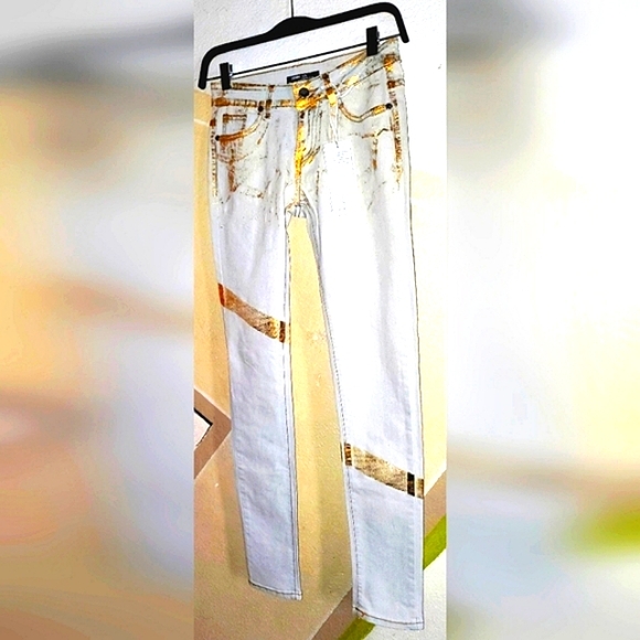 NEW! Denim 4 Us White/Gold Jeans Women's / Juniors SZ 1 - Picture 1 of 5